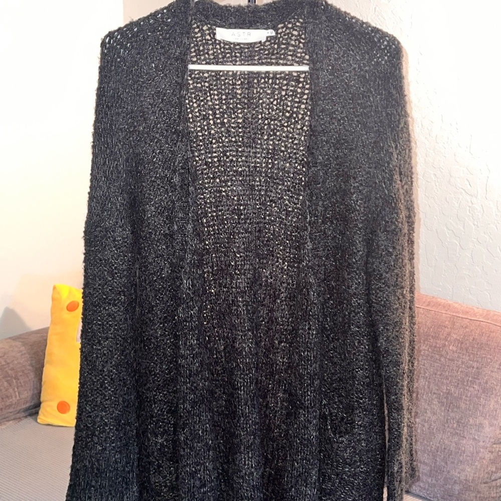 Astr Black Open-Knit Cardigan